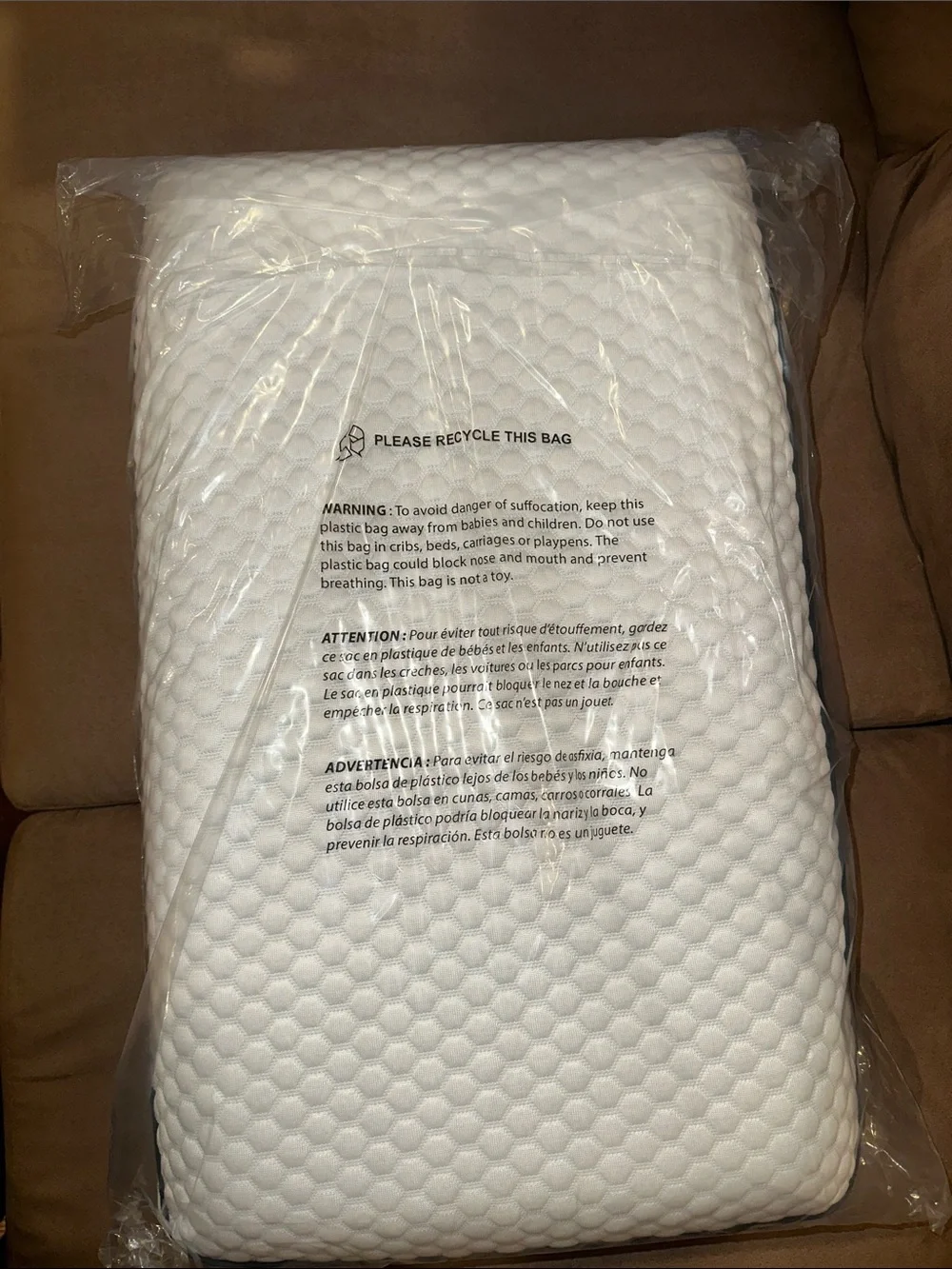 Cooling Quilted Memory Foam Pillow - White